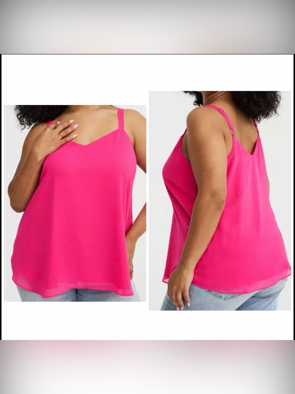 Torrid Plus Hot Pink Chiffon Sophie Swing Cami Top Women size 3X  Comfy Flowy